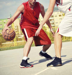 test Two basketball players on the court