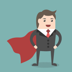 test Successful businessman super hero
