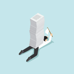 test business surrender from hard work isometric concept