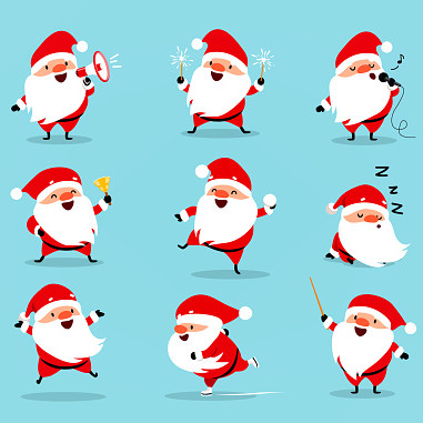 Santas dancing to classic songs