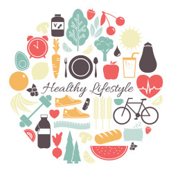 test Collection of well-being, nutrition and fitness vector graphics