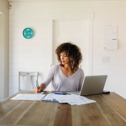 test Woman Doing Finances at Home